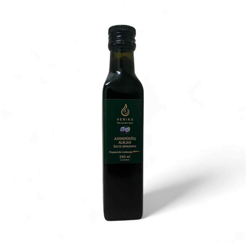 Juodgrūdžių sėklų nerafinuotas, šalto spaudimo aliejus 250ml